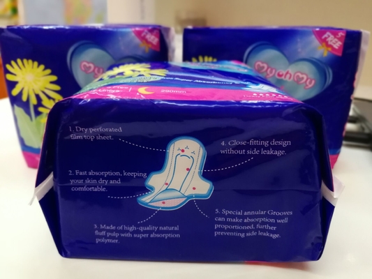 Natuurlijke Menstruele Sanitaire van het de Nachtgebruik van de Stootkussens Vrouwelijke Hygiëne het Maandverbandoem